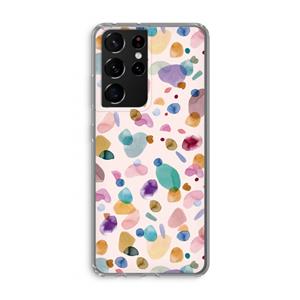 CaseCompany Terrazzo Memphis Pink: Samsung Galaxy S21 Ultra Transparant Hoesje