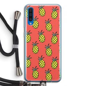 CaseCompany Ananas: Samsung Galaxy A50 Transparant Hoesje met koord