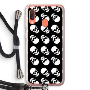 CaseCompany Musketon Skulls: Samsung Galaxy A20e Transparant Hoesje met koord