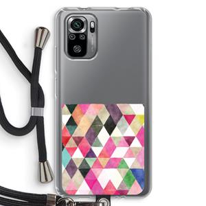 CaseCompany Gekleurde driehoekjes: Xiaomi Redmi Note 10S Transparant Hoesje met koord