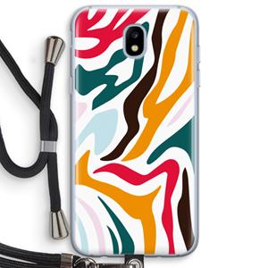 CaseCompany Colored Zebra: Samsung Galaxy J5 (2017) Transparant Hoesje met koord