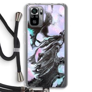 CaseCompany Pastel zwart: Xiaomi Redmi Note 10S Transparant Hoesje met koord