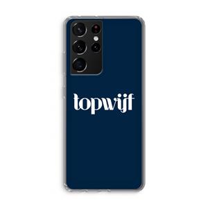 CaseCompany Topwijf Navy: Samsung Galaxy S21 Ultra Transparant Hoesje