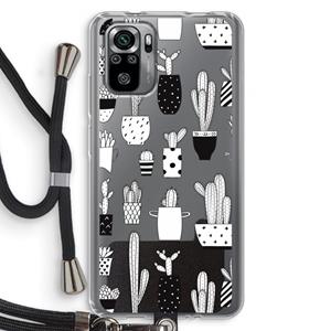 CaseCompany Cactusmotief: Xiaomi Redmi Note 10S Transparant Hoesje met koord