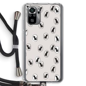 CaseCompany Miauw: Xiaomi Redmi Note 10S Transparant Hoesje met koord