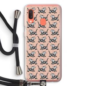 CaseCompany Zwarte poes: Samsung Galaxy A20e Transparant Hoesje met koord