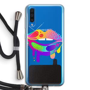CaseCompany Lip Palette: Samsung Galaxy A50 Transparant Hoesje met koord