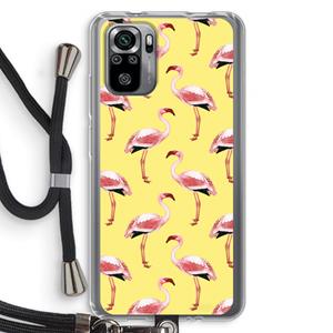 CaseCompany Flamingo's geel: Xiaomi Redmi Note 10S Transparant Hoesje met koord