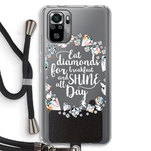 CaseCompany Diamonds: Xiaomi Redmi Note 10S Transparant Hoesje met koord