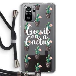 CaseCompany Cactus quote: Xiaomi Redmi Note 10S Transparant Hoesje met koord