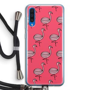 CaseCompany Flamingo: Samsung Galaxy A50 Transparant Hoesje met koord
