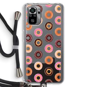 CaseCompany Donuts: Xiaomi Redmi Note 10S Transparant Hoesje met koord