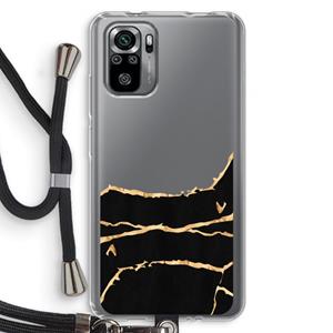 CaseCompany Gouden marmer: Xiaomi Redmi Note 10S Transparant Hoesje met koord
