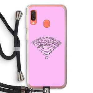 CaseCompany Home Is Where The Wifi Is: Samsung Galaxy A20e Transparant Hoesje met koord