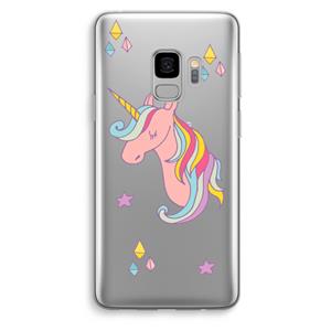 CaseCompany Roze eenhoorn: Samsung Galaxy S9 Transparant Hoesje
