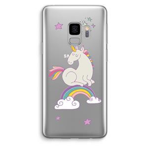 CaseCompany Regenboog eenhoorn: Samsung Galaxy S9 Transparant Hoesje