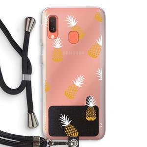 CaseCompany Ananasjes: Samsung Galaxy A20e Transparant Hoesje met koord