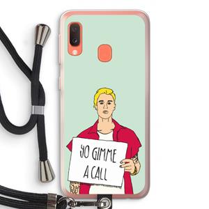 CaseCompany Gimme a call: Samsung Galaxy A20e Transparant Hoesje met koord