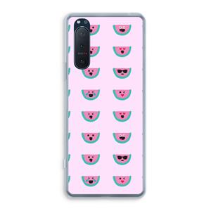 CaseCompany Smiley watermeloenprint: Sony Xperia 5 II Transparant Hoesje