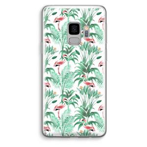 CaseCompany Flamingo bladeren: Samsung Galaxy S9 Transparant Hoesje
