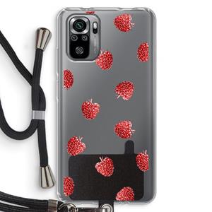 CaseCompany Framboosjes: Xiaomi Redmi Note 10S Transparant Hoesje met koord