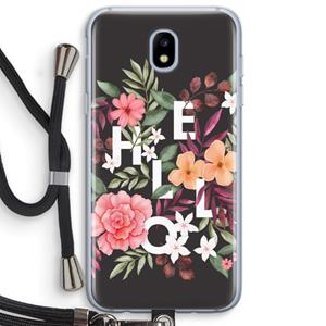 CaseCompany Hello in flowers: Samsung Galaxy J5 (2017) Transparant Hoesje met koord