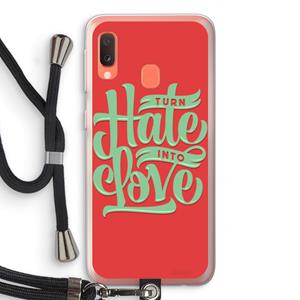 CaseCompany Turn hate into love: Samsung Galaxy A20e Transparant Hoesje met koord