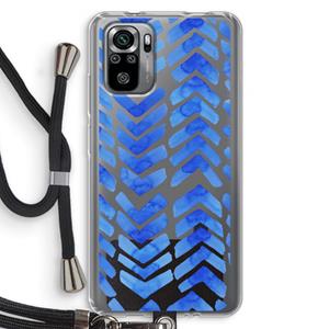 CaseCompany Blauwe pijlen: Xiaomi Redmi Note 10S Transparant Hoesje met koord