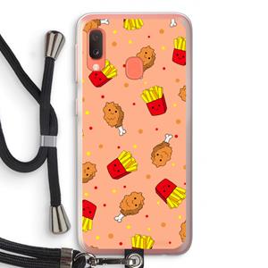 CaseCompany Chicken 'n Fries: Samsung Galaxy A20e Transparant Hoesje met koord