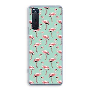 CaseCompany Flamingoprint groen: Sony Xperia 5 II Transparant Hoesje