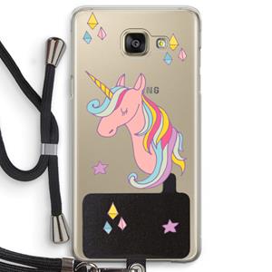 CaseCompany Roze eenhoorn: Samsung Galaxy A5 (2016) Transparant Hoesje met koord