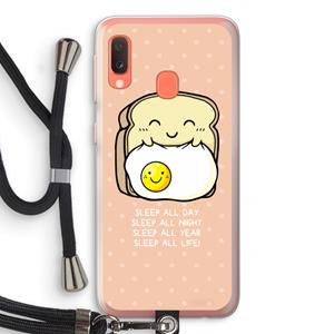 CaseCompany Sleep All Day: Samsung Galaxy A20e Transparant Hoesje met koord