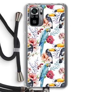 CaseCompany Bloemen tukan: Xiaomi Redmi Note 10S Transparant Hoesje met koord