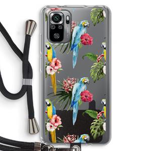 CaseCompany Kleurrijke papegaaien: Xiaomi Redmi Note 10S Transparant Hoesje met koord