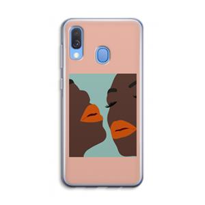 CaseCompany Orange lips: Samsung Galaxy A40 Transparant Hoesje