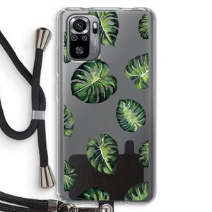 CaseCompany Tropische bladeren: Xiaomi Redmi Note 10S Transparant Hoesje met koord