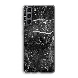 CaseCompany Zwart marmer: Samsung Galaxy S21 Transparant Hoesje