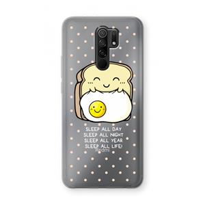 CaseCompany Sleep All Day: Xiaomi Redmi 9 Transparant Hoesje