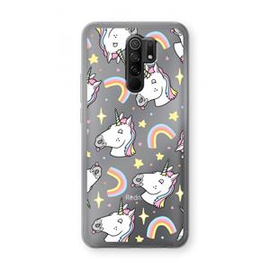 CaseCompany Rainbow Unicorn: Xiaomi Redmi 9 Transparant Hoesje