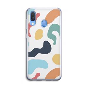 CaseCompany Memphis Shapes Blue: Samsung Galaxy A40 Transparant Hoesje