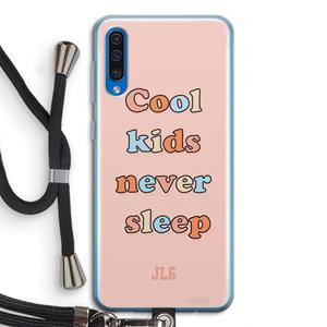 CaseCompany Cool Kids Never Sleep: Samsung Galaxy A50 Transparant Hoesje met koord