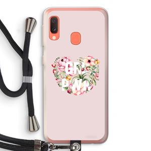 CaseCompany GRL PWR Flower: Samsung Galaxy A20e Transparant Hoesje met koord