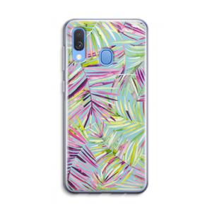 CaseCompany Tropical Palms Blue: Samsung Galaxy A40 Transparant Hoesje