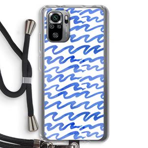 CaseCompany Blauwe golven: Xiaomi Redmi Note 10S Transparant Hoesje met koord