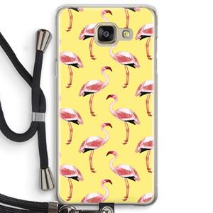 CaseCompany Flamingo's geel: Samsung Galaxy A5 (2016) Transparant Hoesje met koord