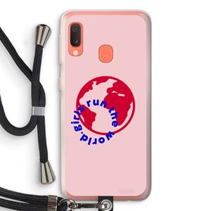 CaseCompany Run The World: Samsung Galaxy A20e Transparant Hoesje met koord