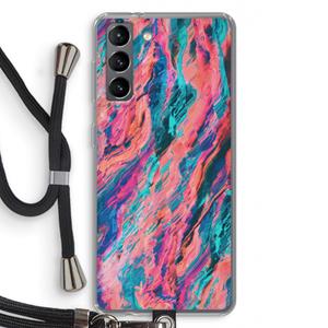 CaseCompany Electric Times: Samsung Galaxy S21 Transparant Hoesje met koord