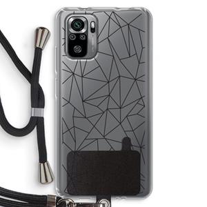 CaseCompany Geometrische lijnen zwart: Xiaomi Redmi Note 10S Transparant Hoesje met koord