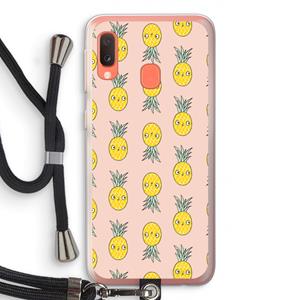 CaseCompany Ananas: Samsung Galaxy A20e Transparant Hoesje met koord