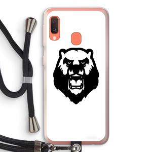 CaseCompany Angry Bear (white): Samsung Galaxy A20e Transparant Hoesje met koord